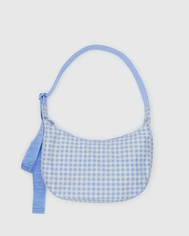 BAGGU ショルダーバッグ Large Nylon Crescent Bag WhiteGingham Baggu Nylon Crescent Bag | Red's Threads - Red's Threads