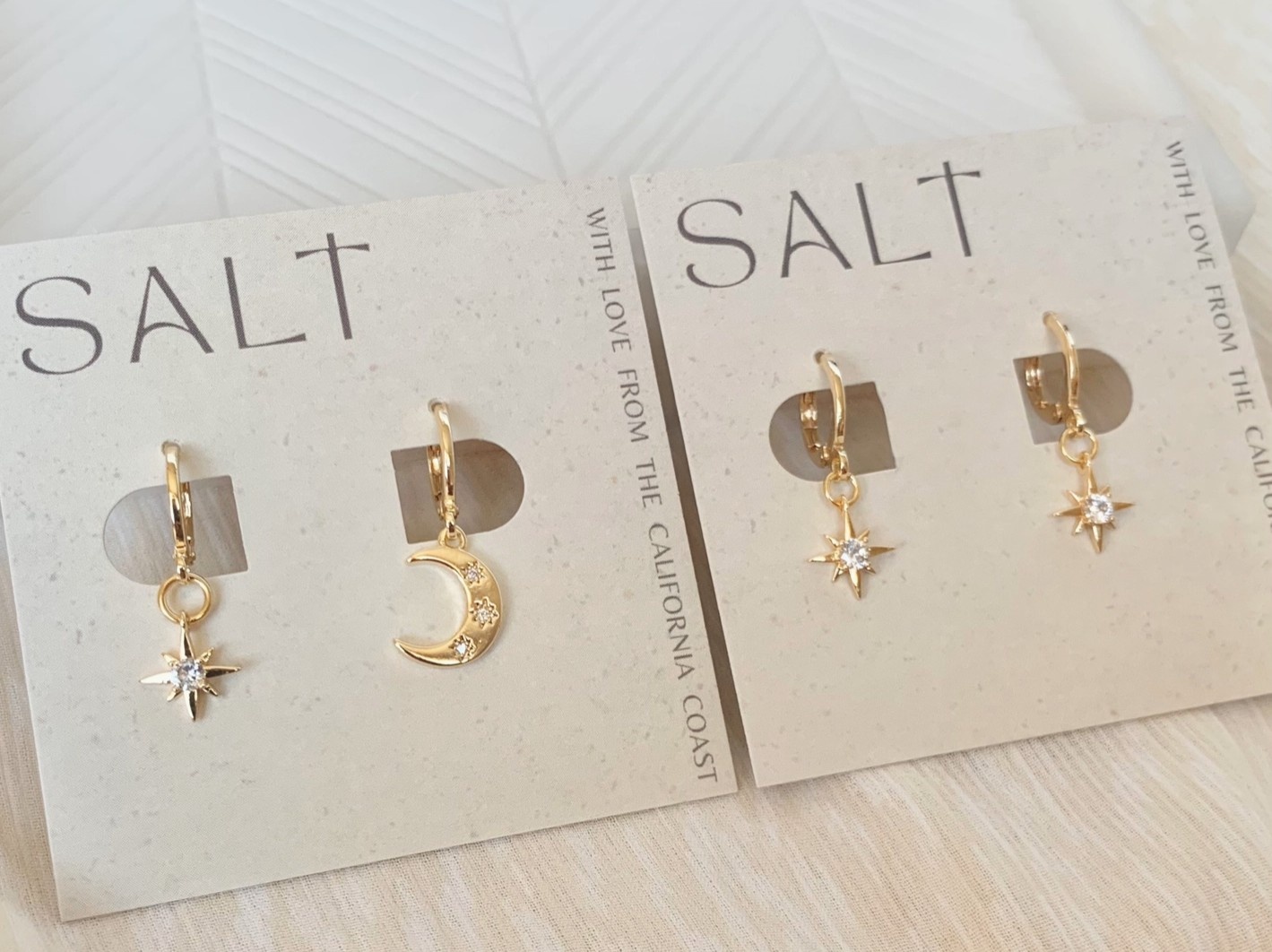 Salt Starburst Huggie Hoops Gold