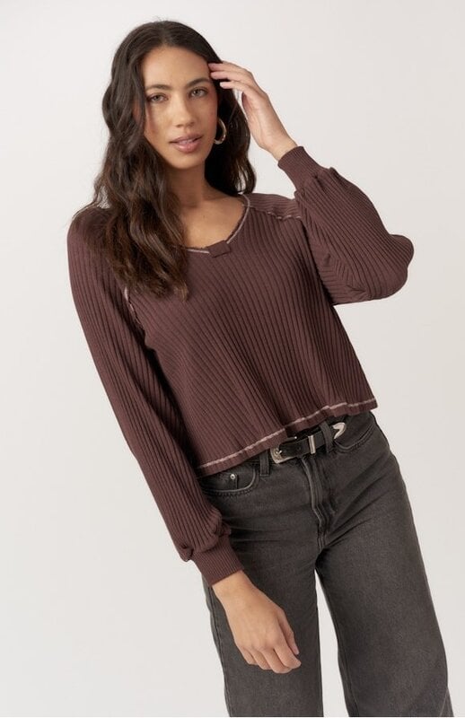 Project Social T Homebody V-Neck Rib Longsleeve
