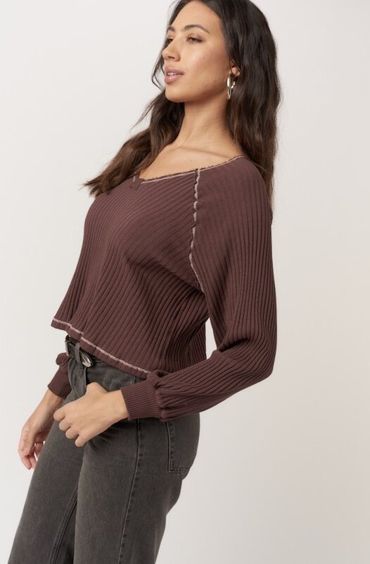 Project Social T Homebody V-Neck Rib Longsleeve