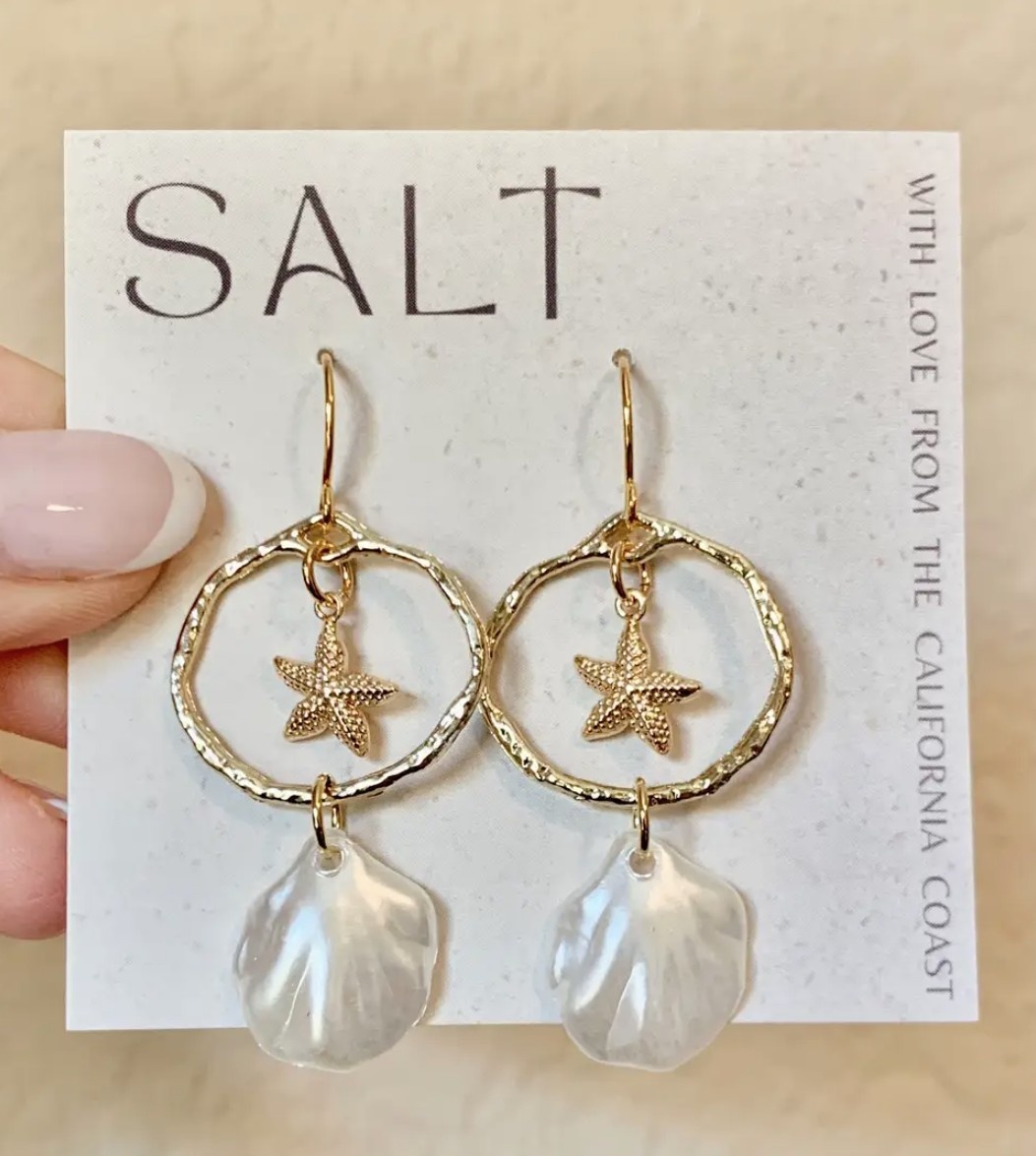 Salt Seashell & Starfish Hoop