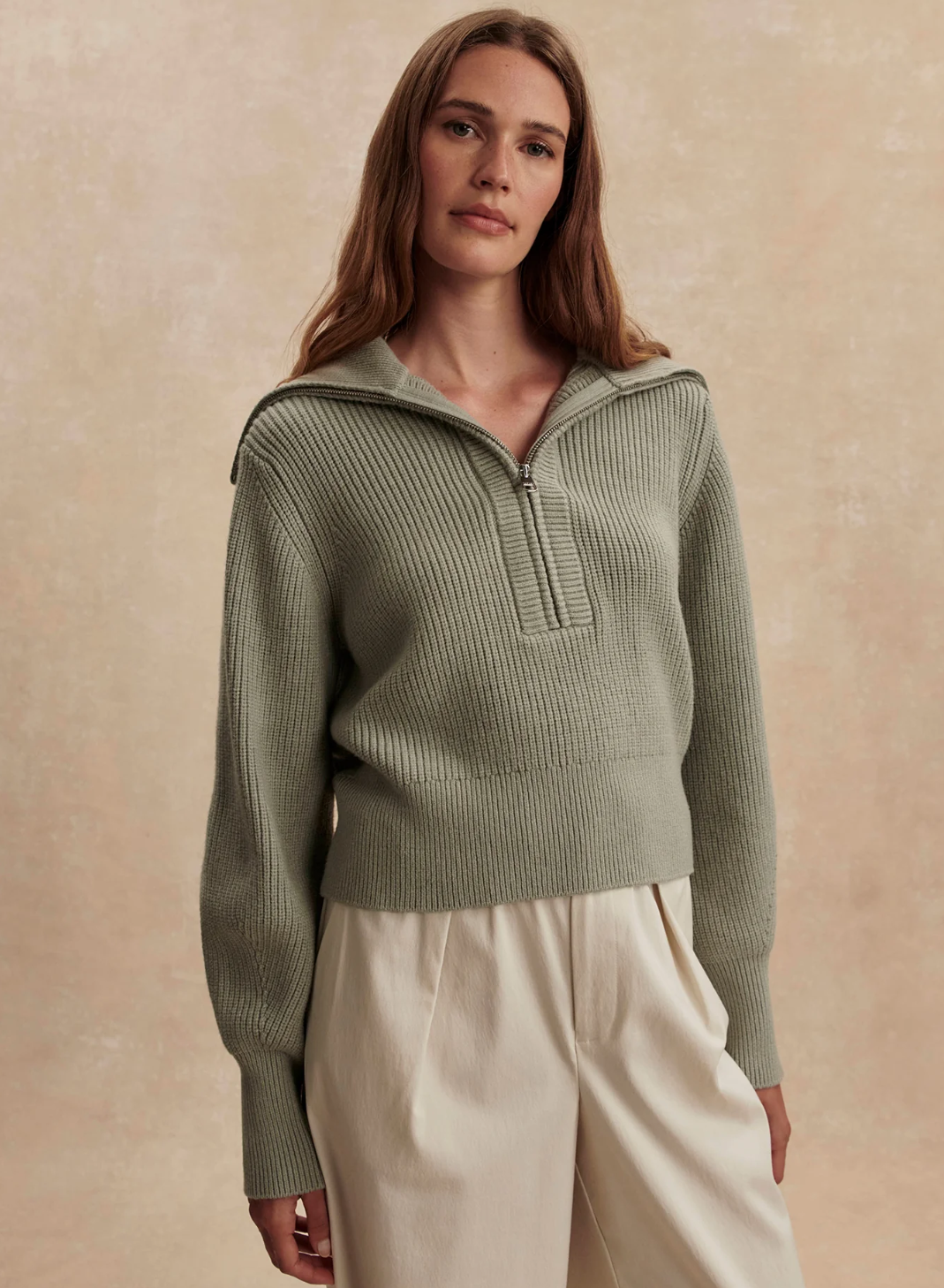 Varley Maura Half Zip Rib Knit