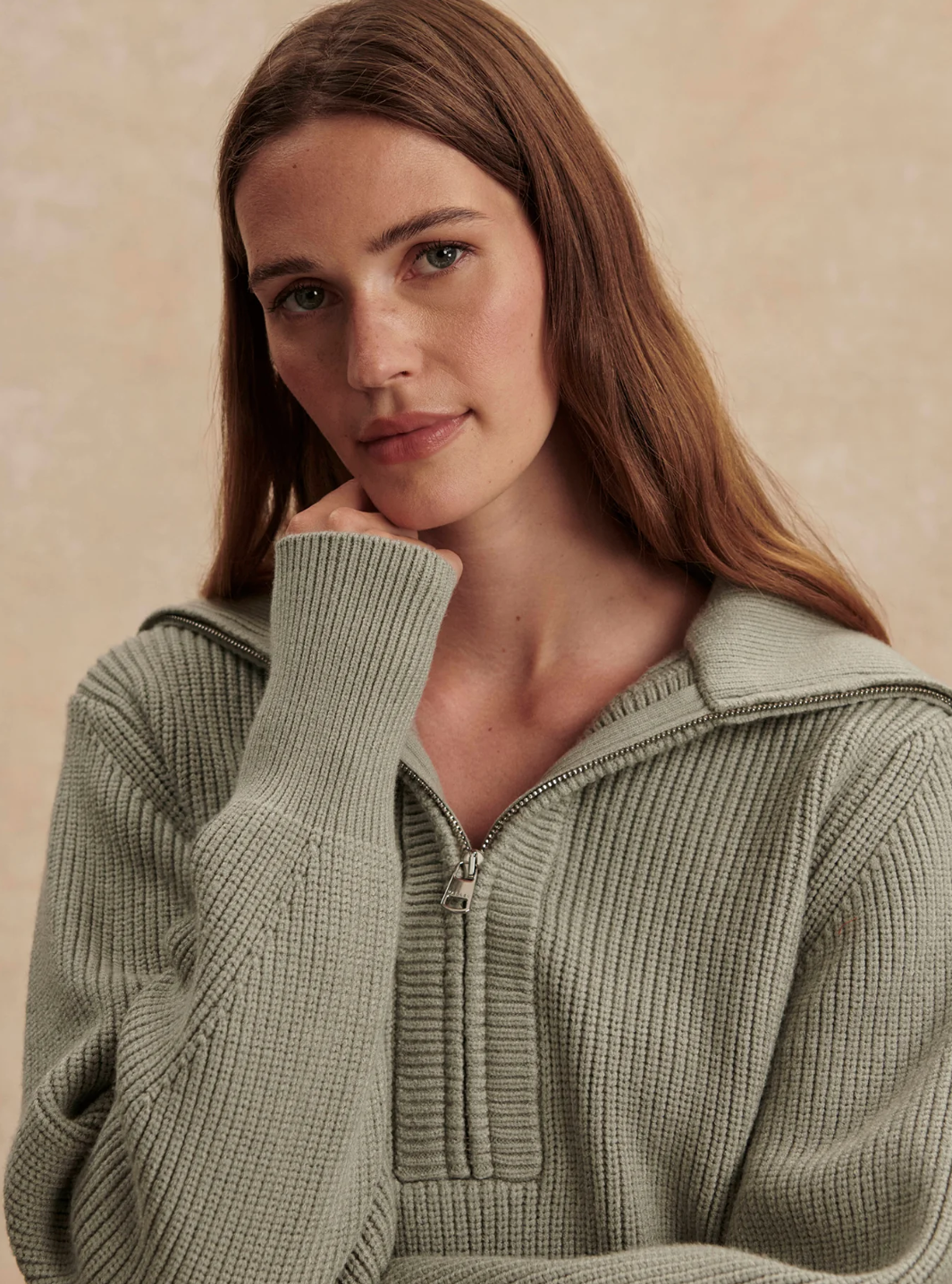 Varley Maura Half Zip Rib Knit