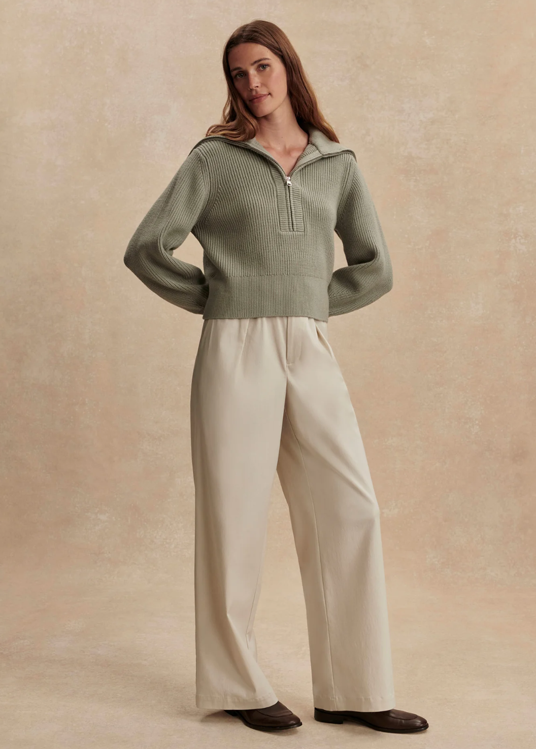 Varley Maura Half Zip Rib Knit