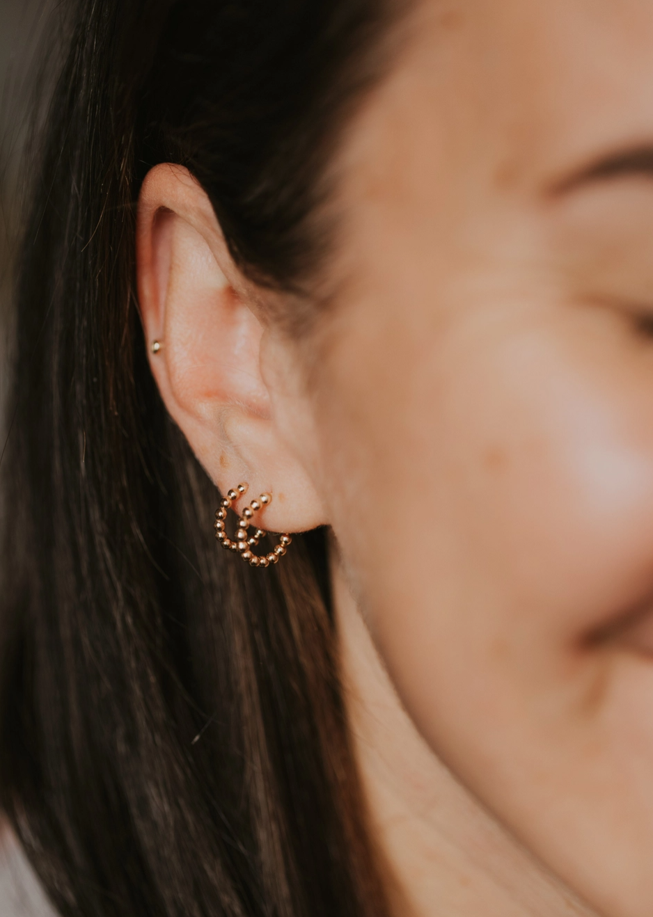 Hello Adorn Beaded Huggie Hoops