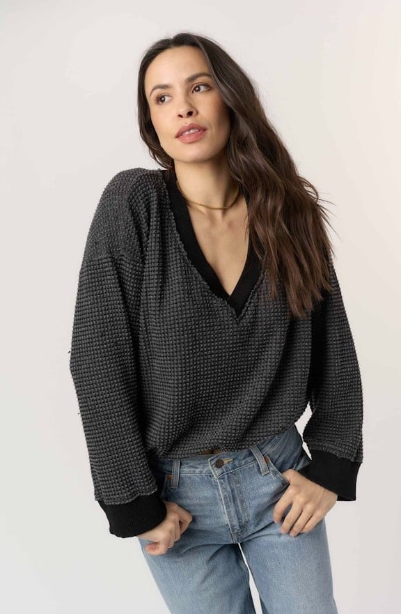 Project Social T Justina Brushed Thermal V Neck Pullover