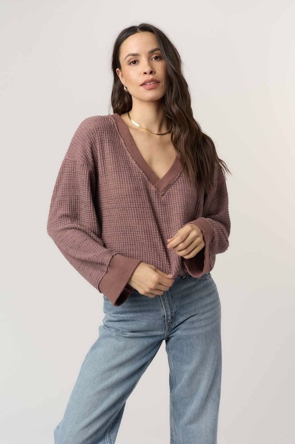 Project Social T Justina Brushed Thermal V Neck Pullover