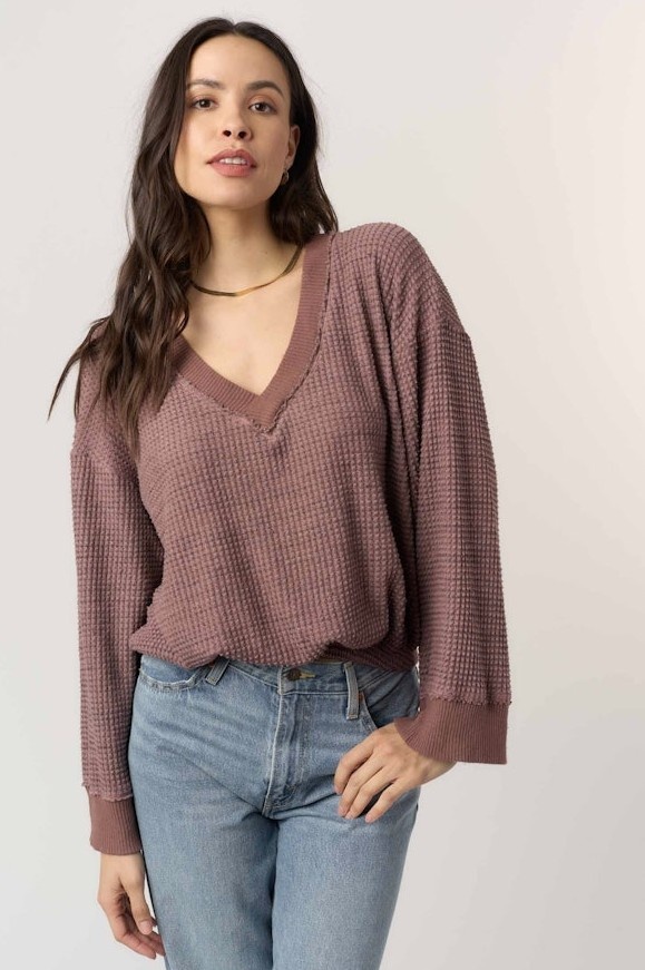 Project Social T Justina Brushed Thermal V Neck Pullover