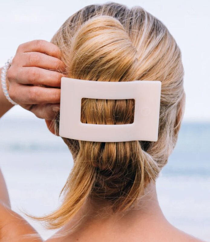 Teleties Almond Beige Large Flat Rectangle Hair Clip