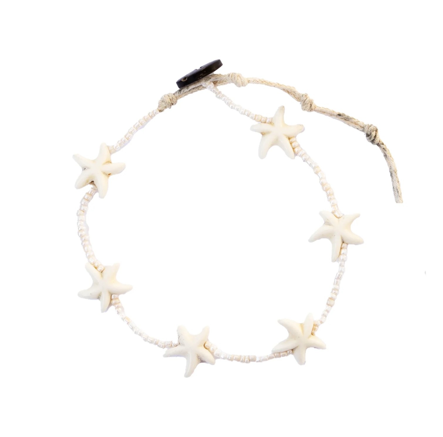 White Seastar Seedbead Anklet
