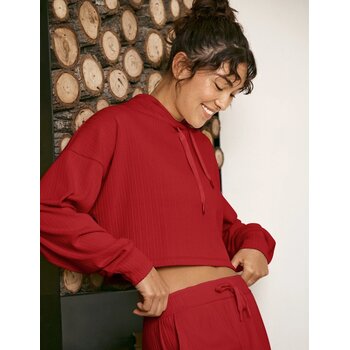 Beyond Yoga Breathe Easy Ribbed Cropped Hoodie