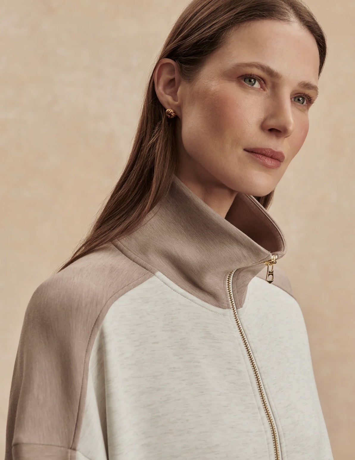 Varley Garcia 2 Tone Zip Through Sweat