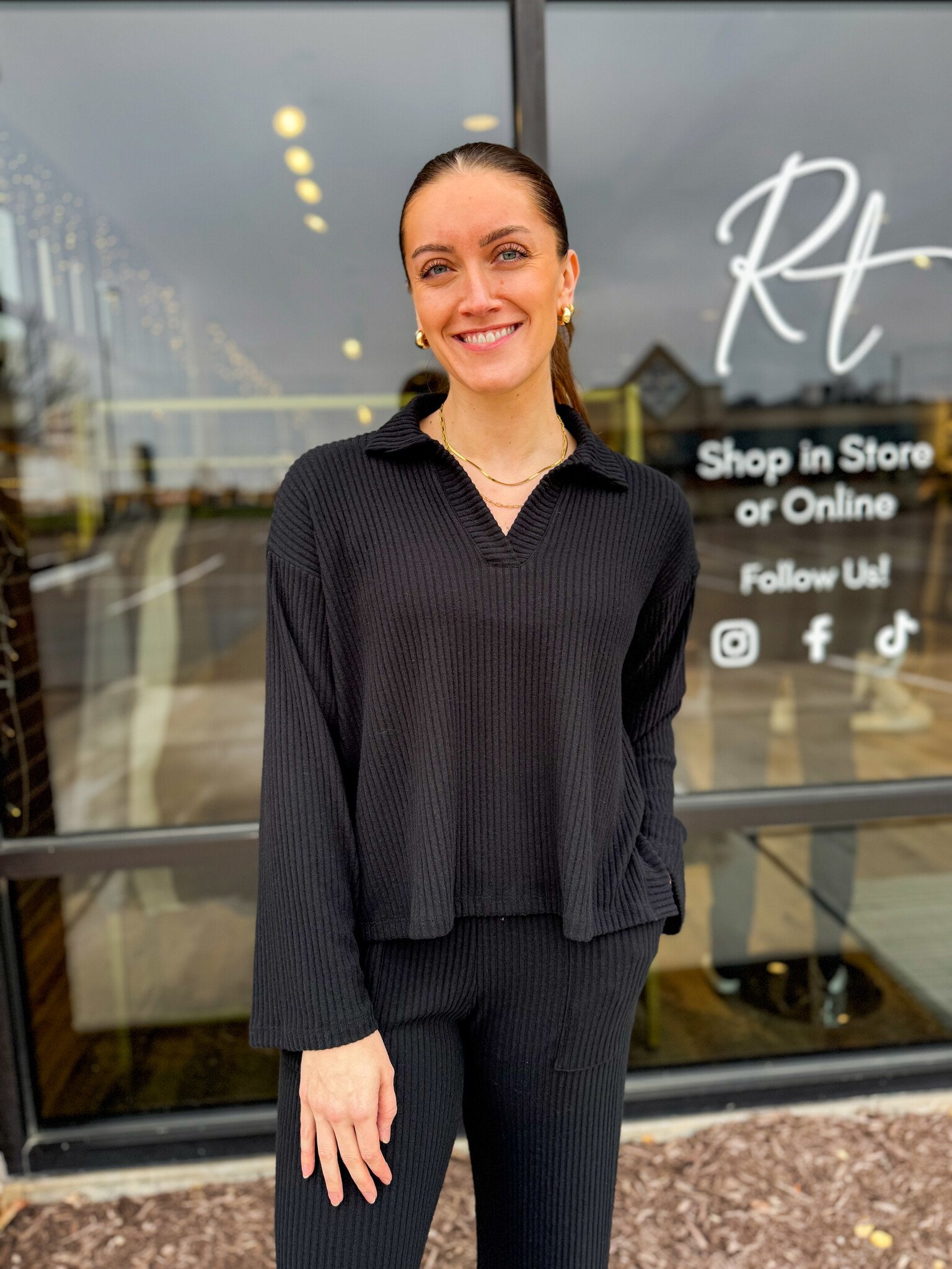 Project Social T Shea Brushed Rib Collared Pullover