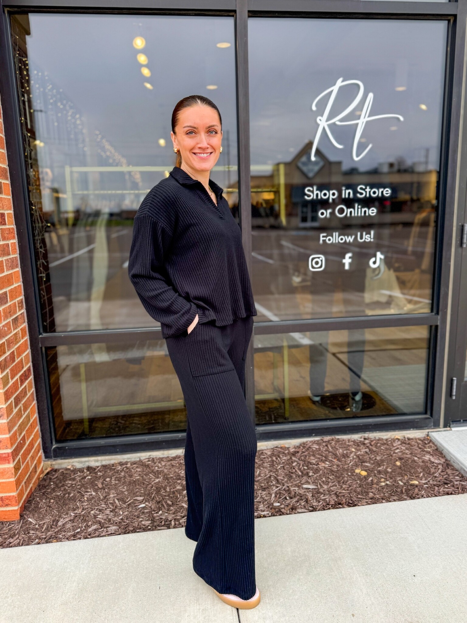 Project Social T Shea Brushed Rib Wide Leg Pant