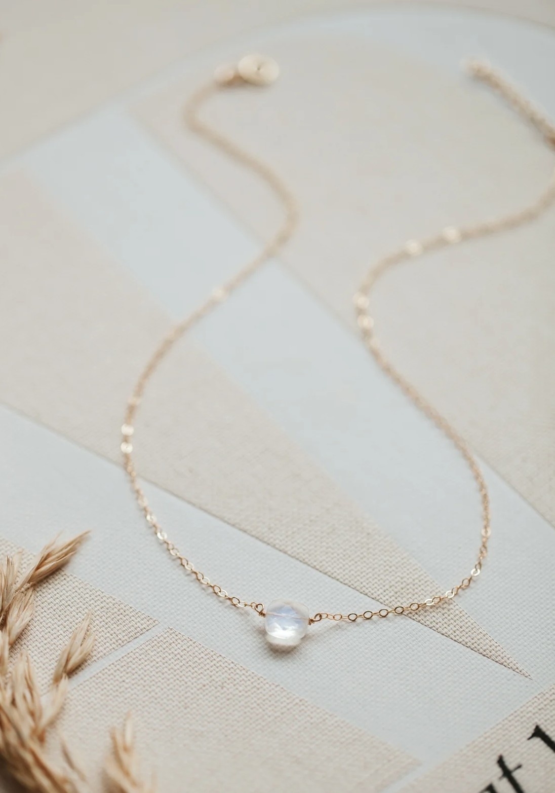Hello Adorn Moonstone Cushion Necklace