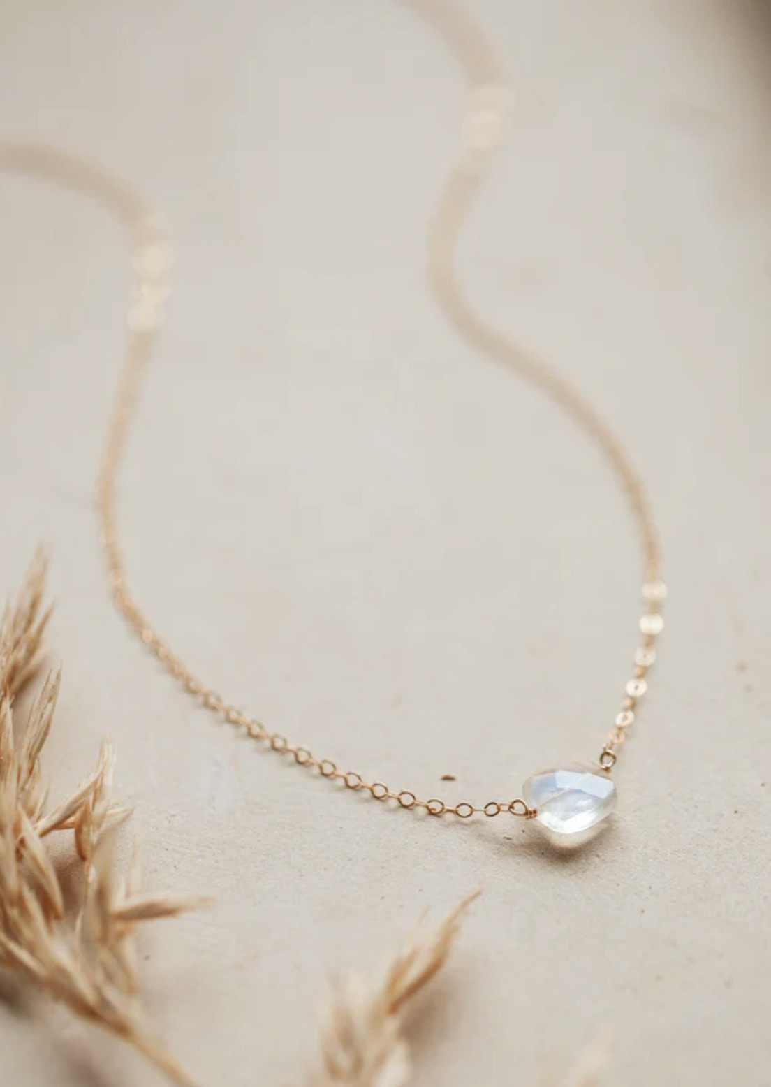Hello Adorn Moonstone Cushion Necklace