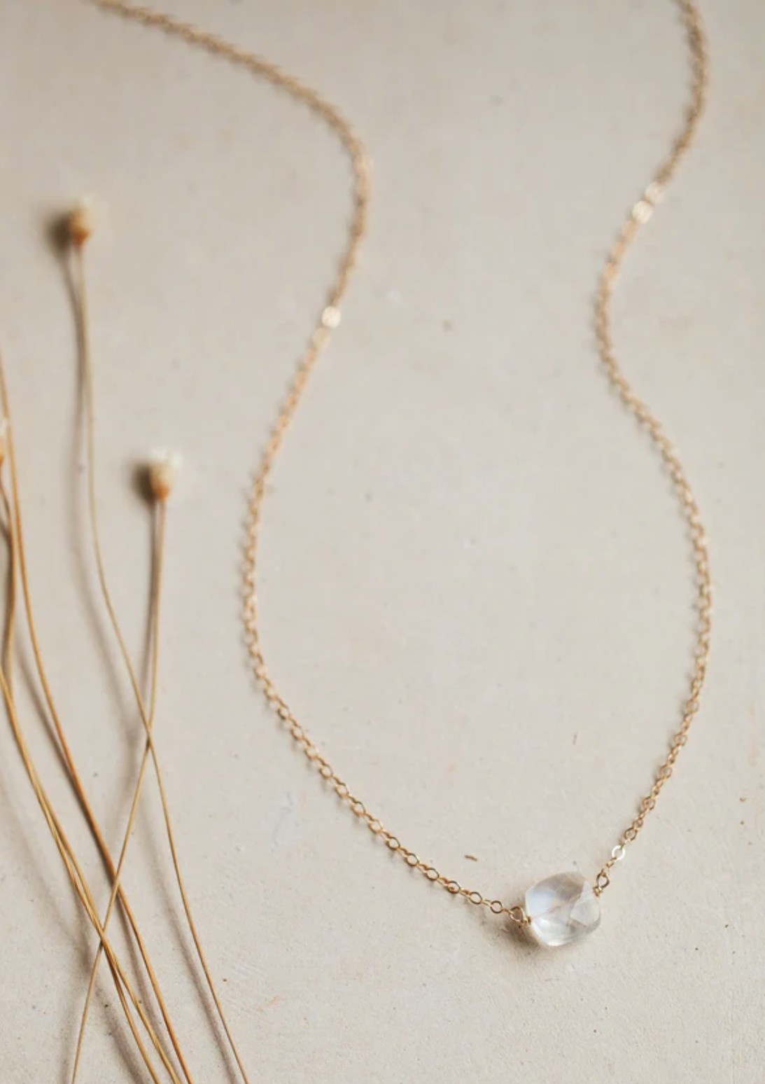 Hello Adorn Moonstone Cushion Necklace