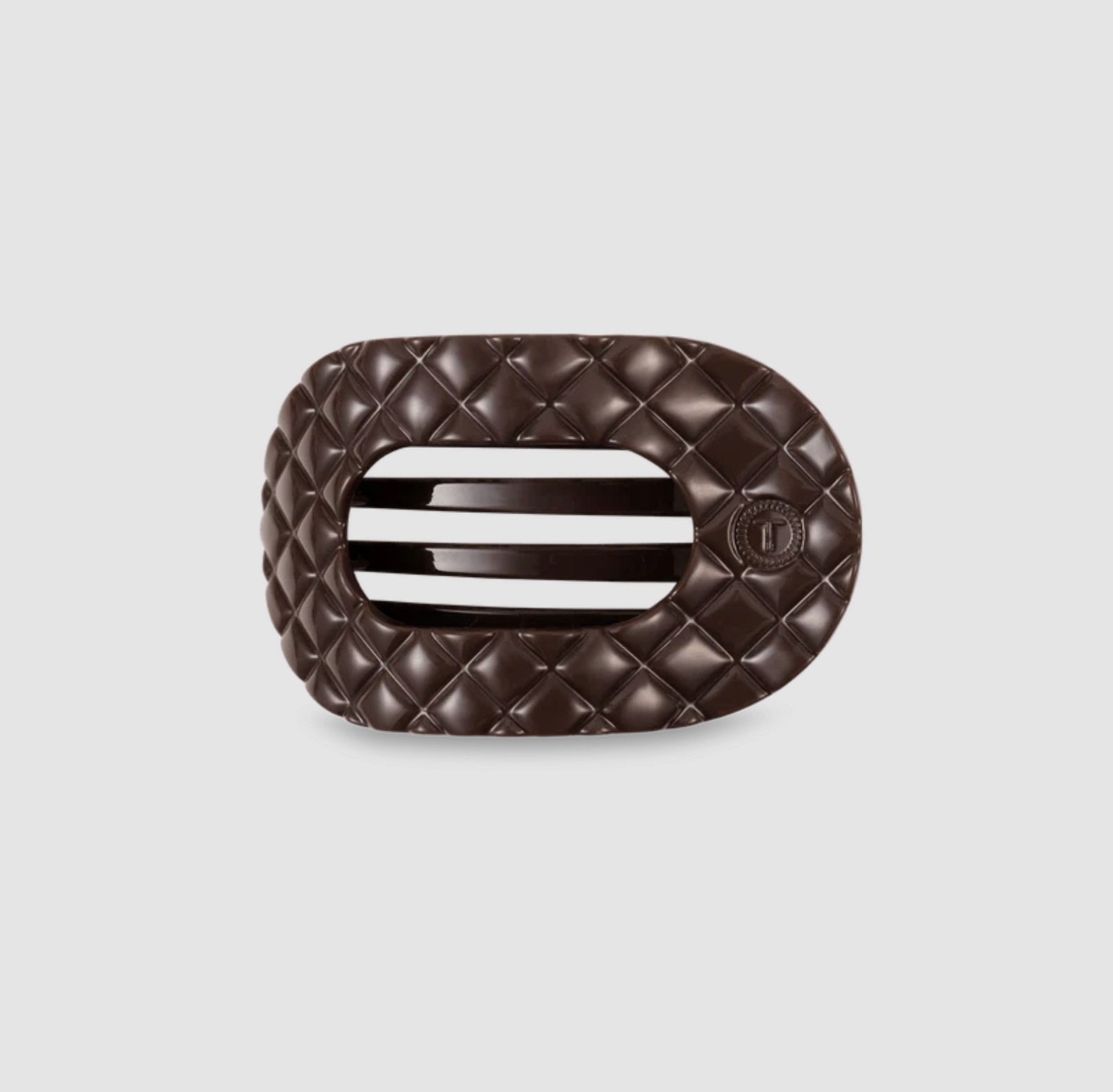 Teleties Truly Taupe Quilted Small Flat Round Hair Clip