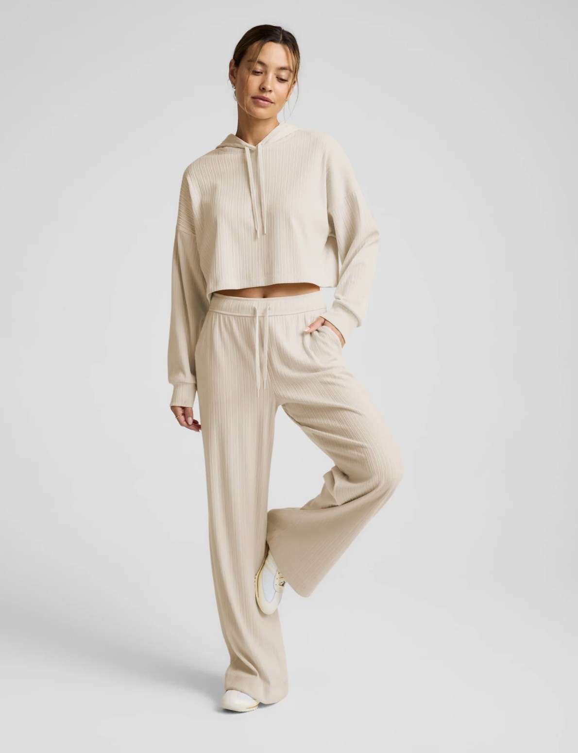 Beyond Yoga Breathe Easy Ribbed Cropped Hoodie