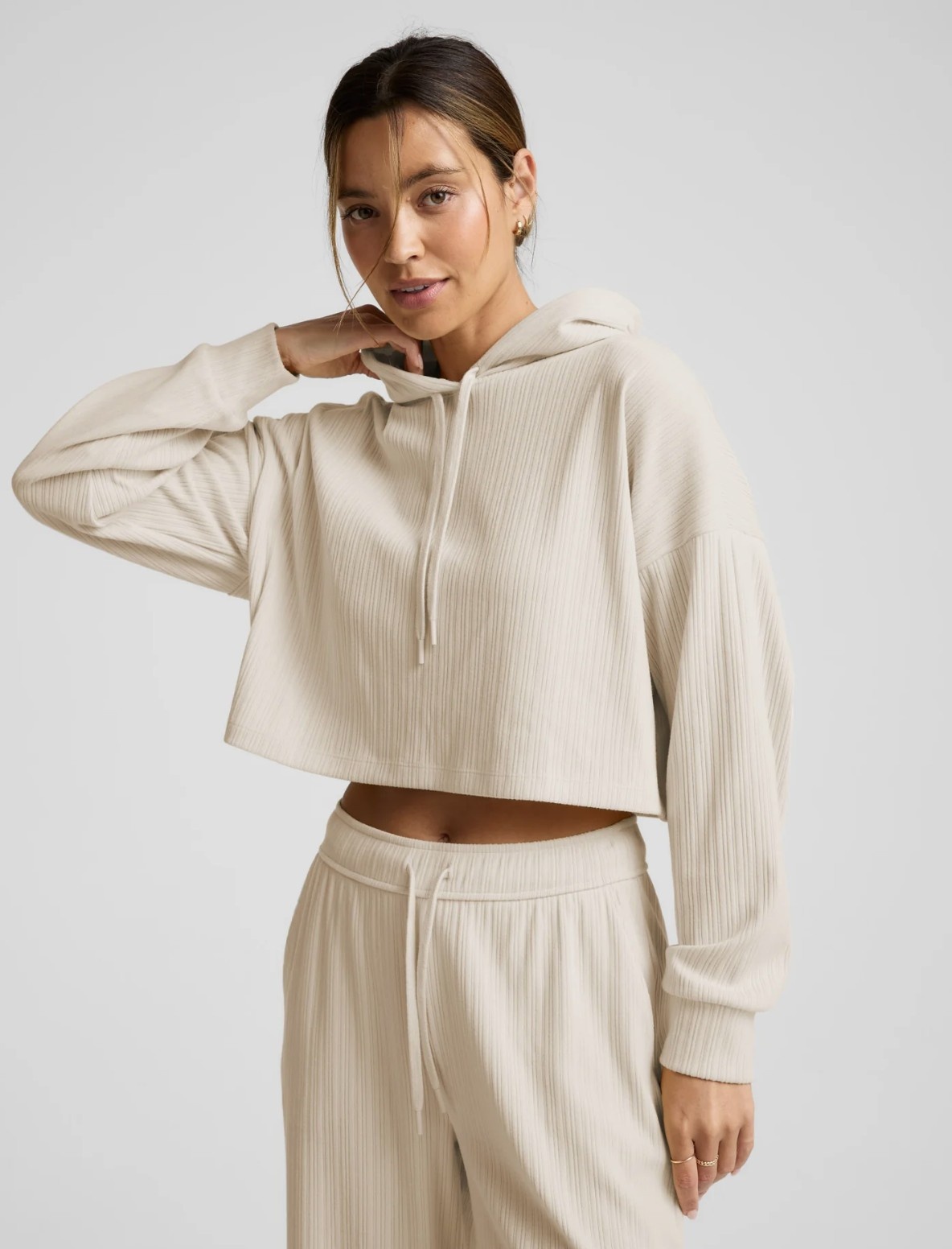Beyond Yoga Breathe Easy Ribbed Cropped Hoodie