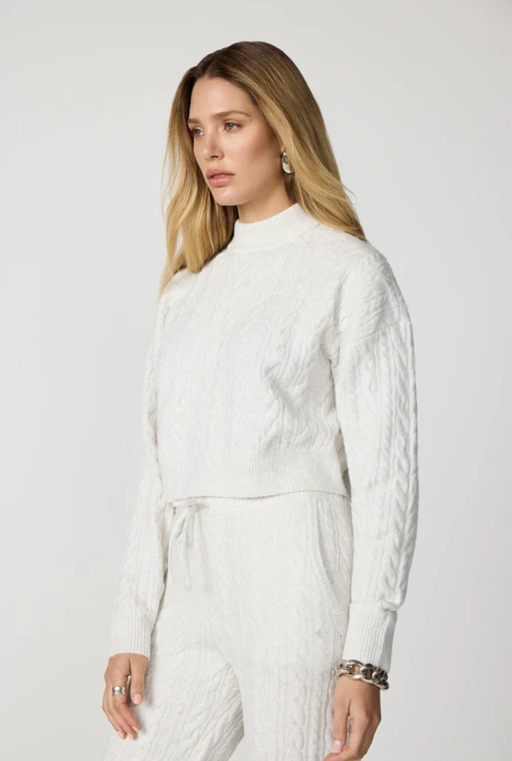 MPG Cable Knit Cropped Sweater