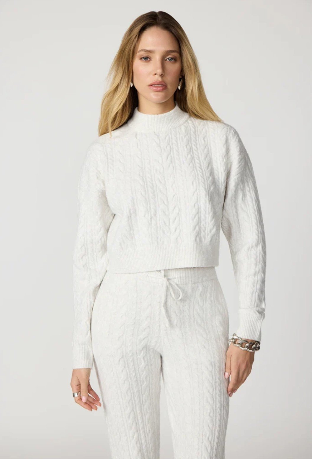 MPG Cable Knit Cropped Sweater