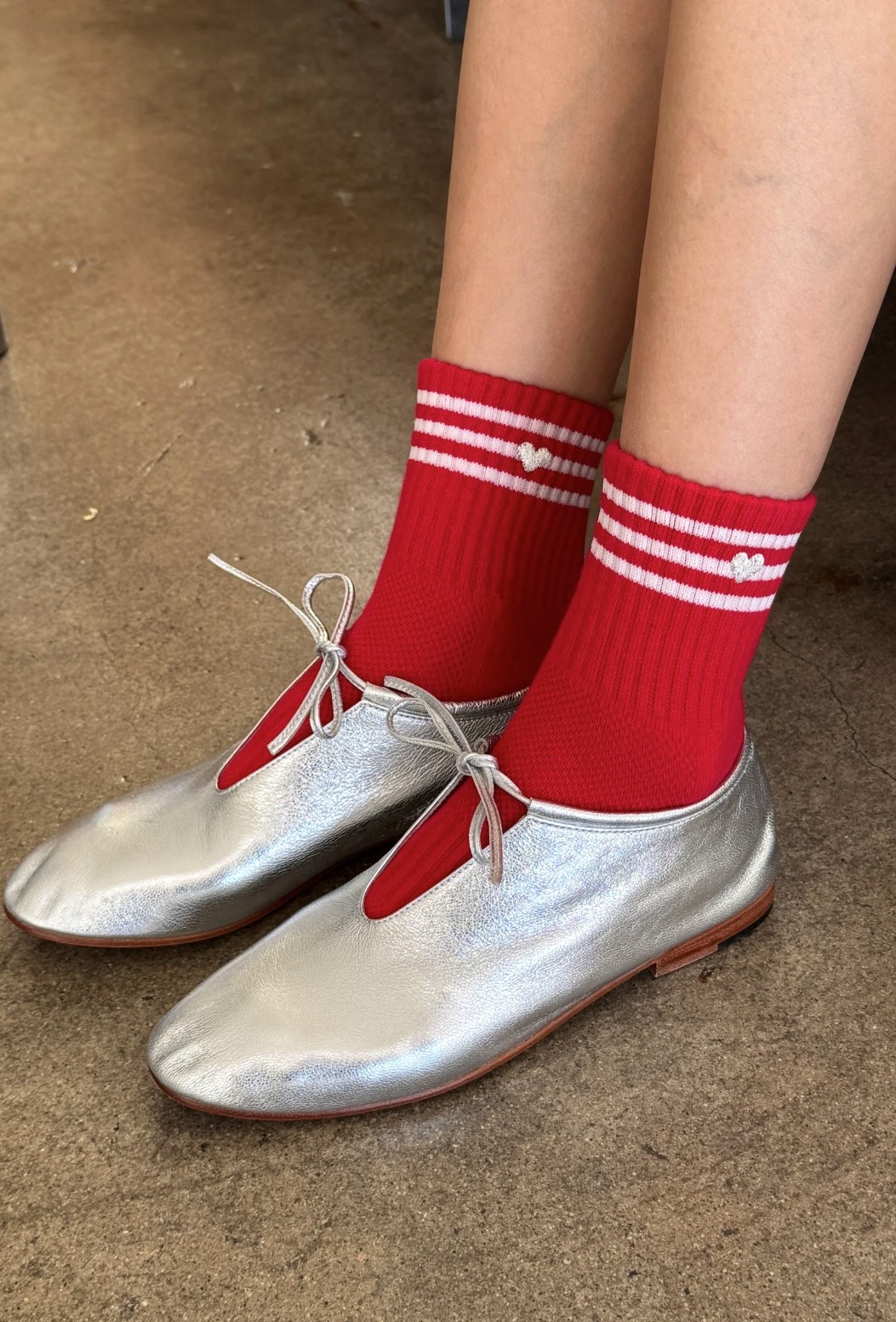 Le Bon Shoppe Embroidered Girlfriend Socks Scarlet + Heart