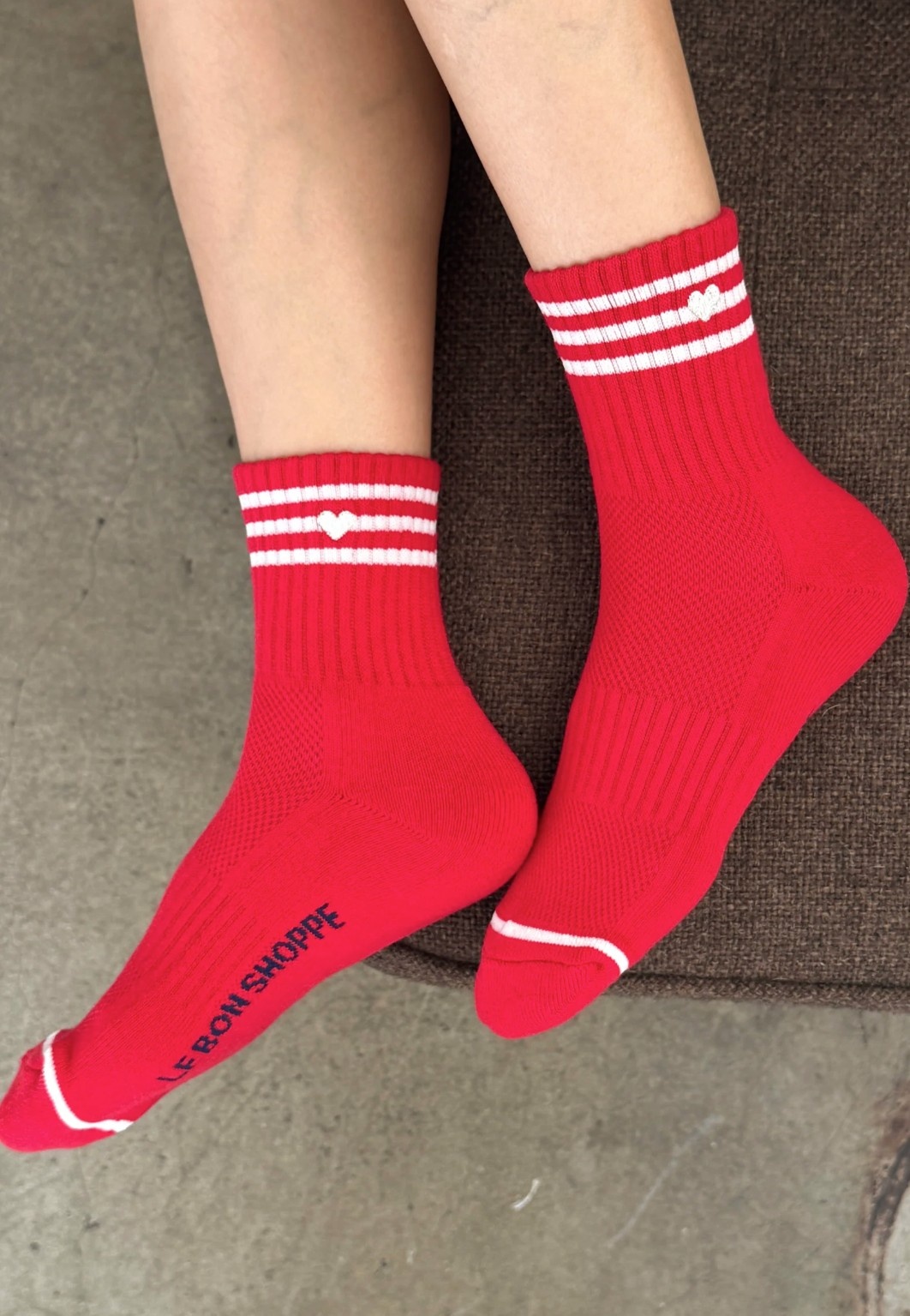 Le Bon Shoppe Embroidered Girlfriend Socks Scarlet + Heart