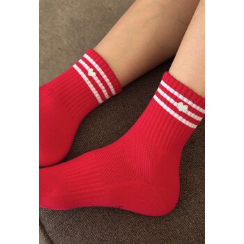 Le Bon Shoppe Embroidered Girlfriend Socks Scarlet + Heart