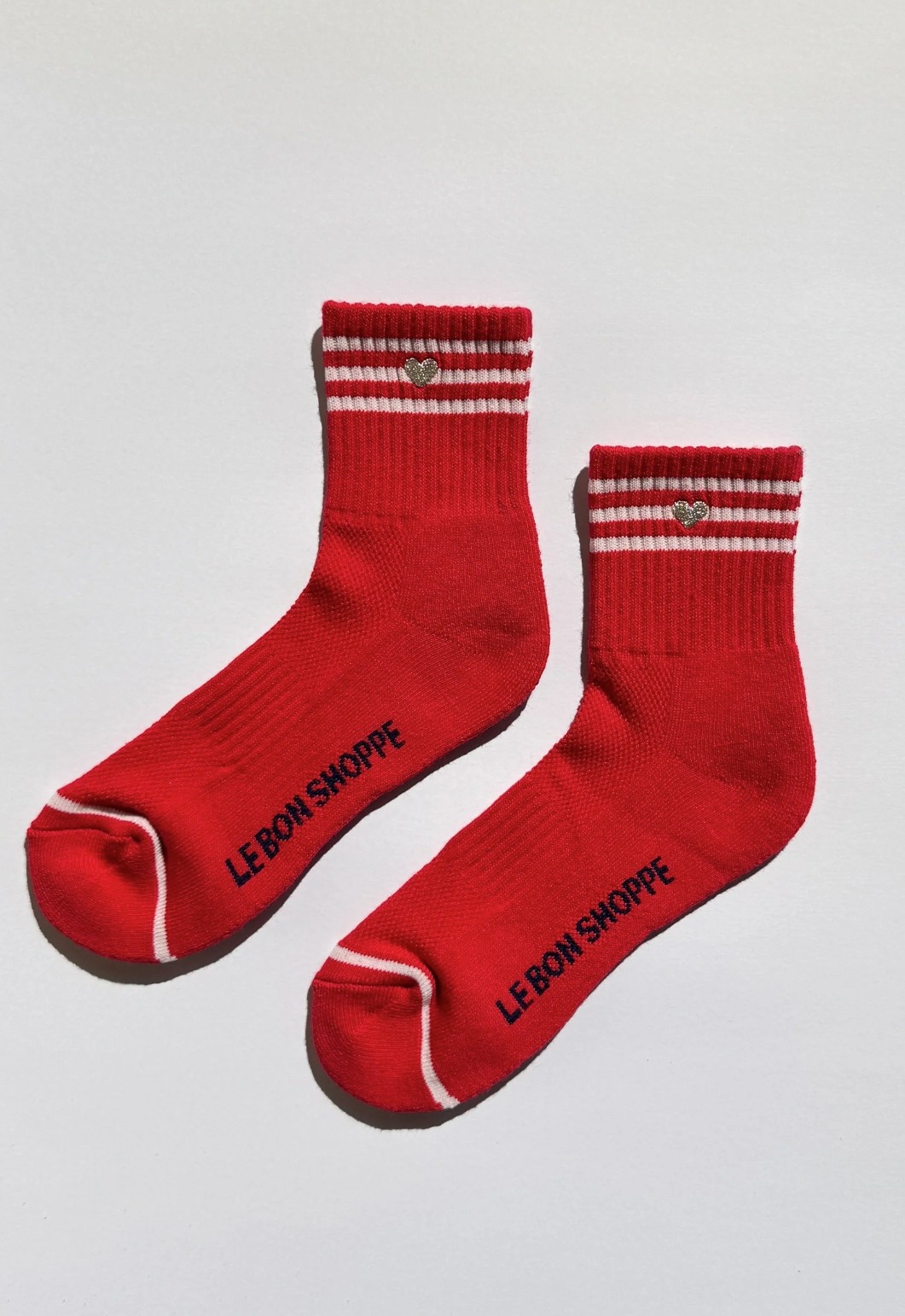 Le Bon Shoppe Embroidered Girlfriend Socks Scarlet + Heart