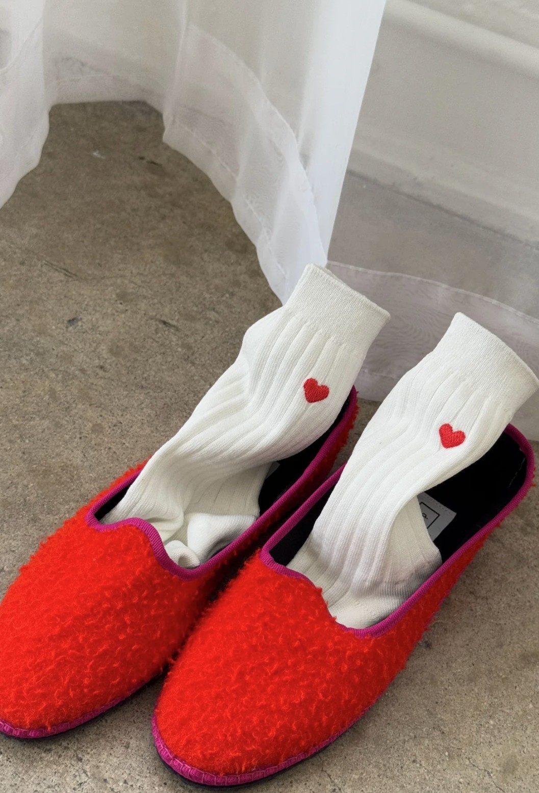 Le Bon Shoppe Embroidered Her Socks Classic White + Heart