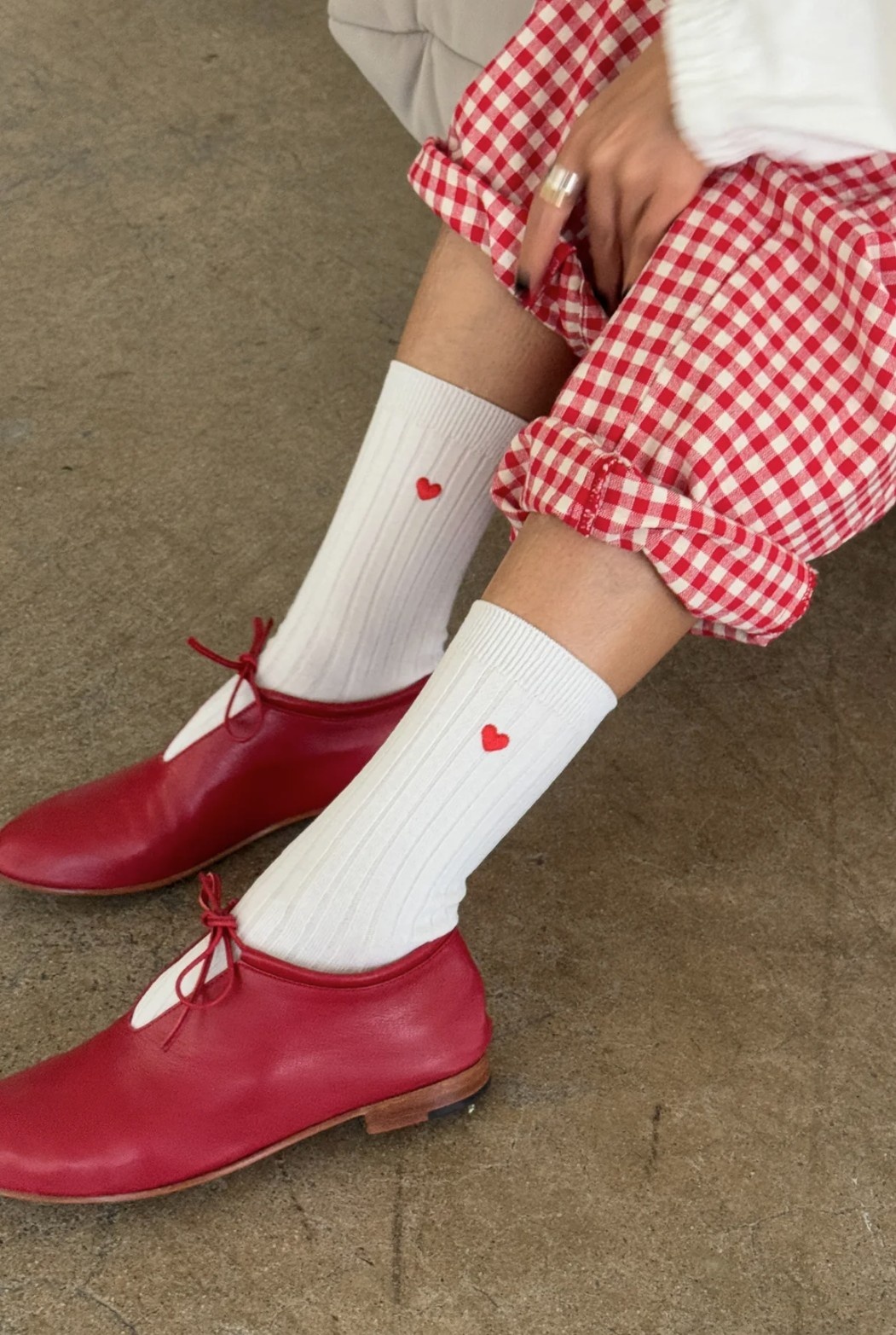 Le Bon Shoppe Embroidered Her Socks Classic White + Heart