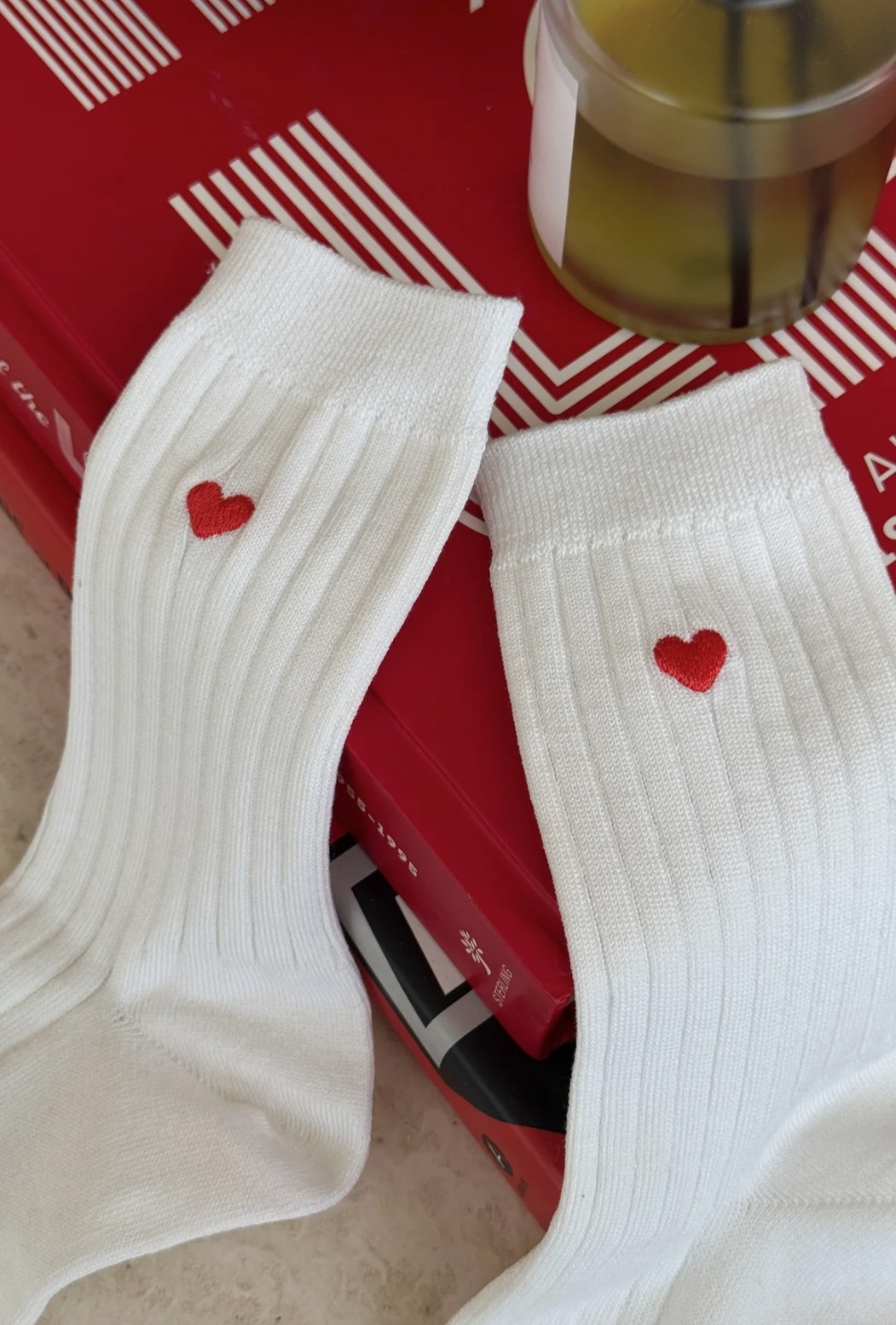 Le Bon Shoppe Embroidered Her Socks Classic White + Heart