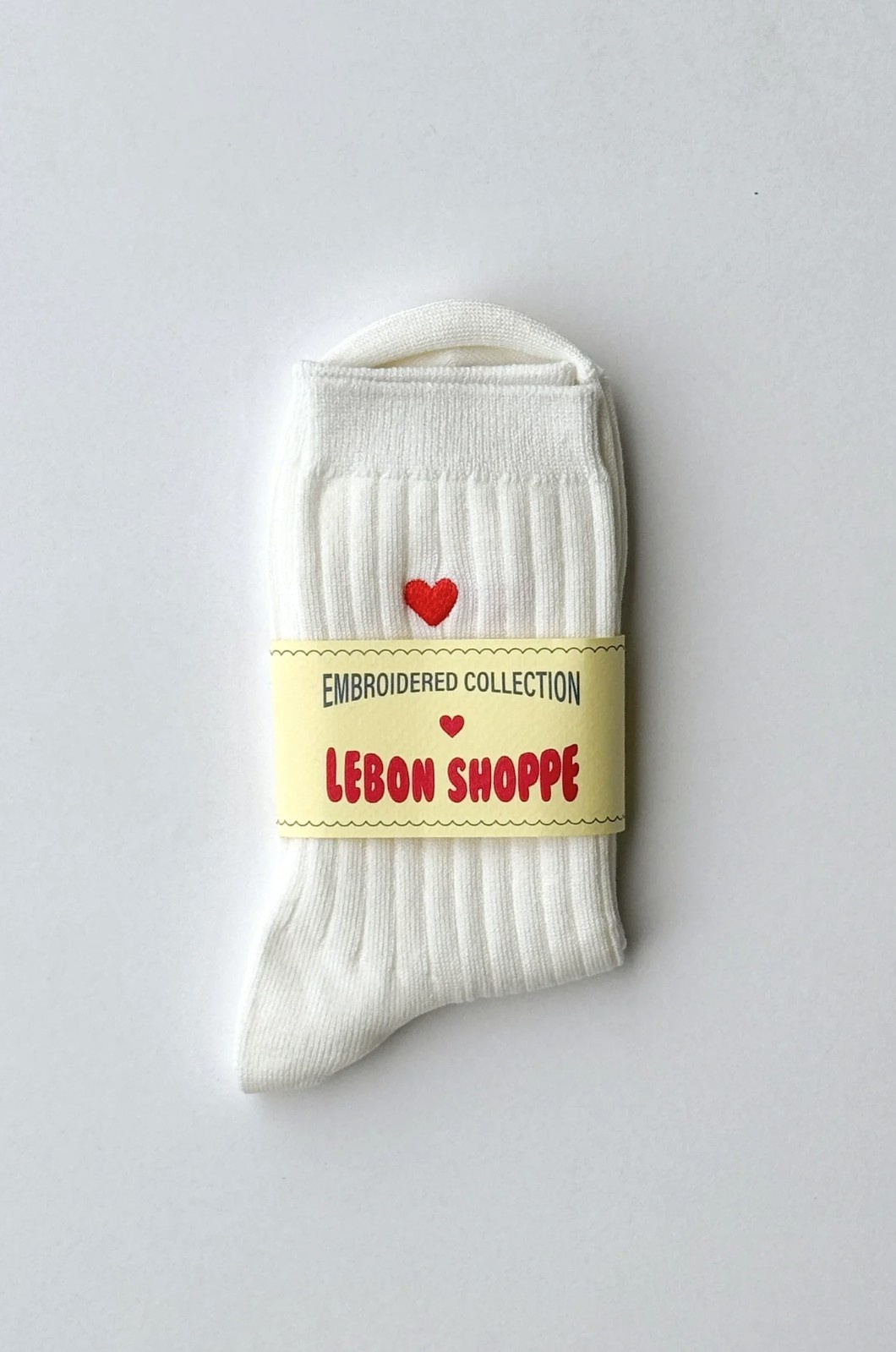 Le Bon Shoppe Embroidered Her Socks Classic White + Heart