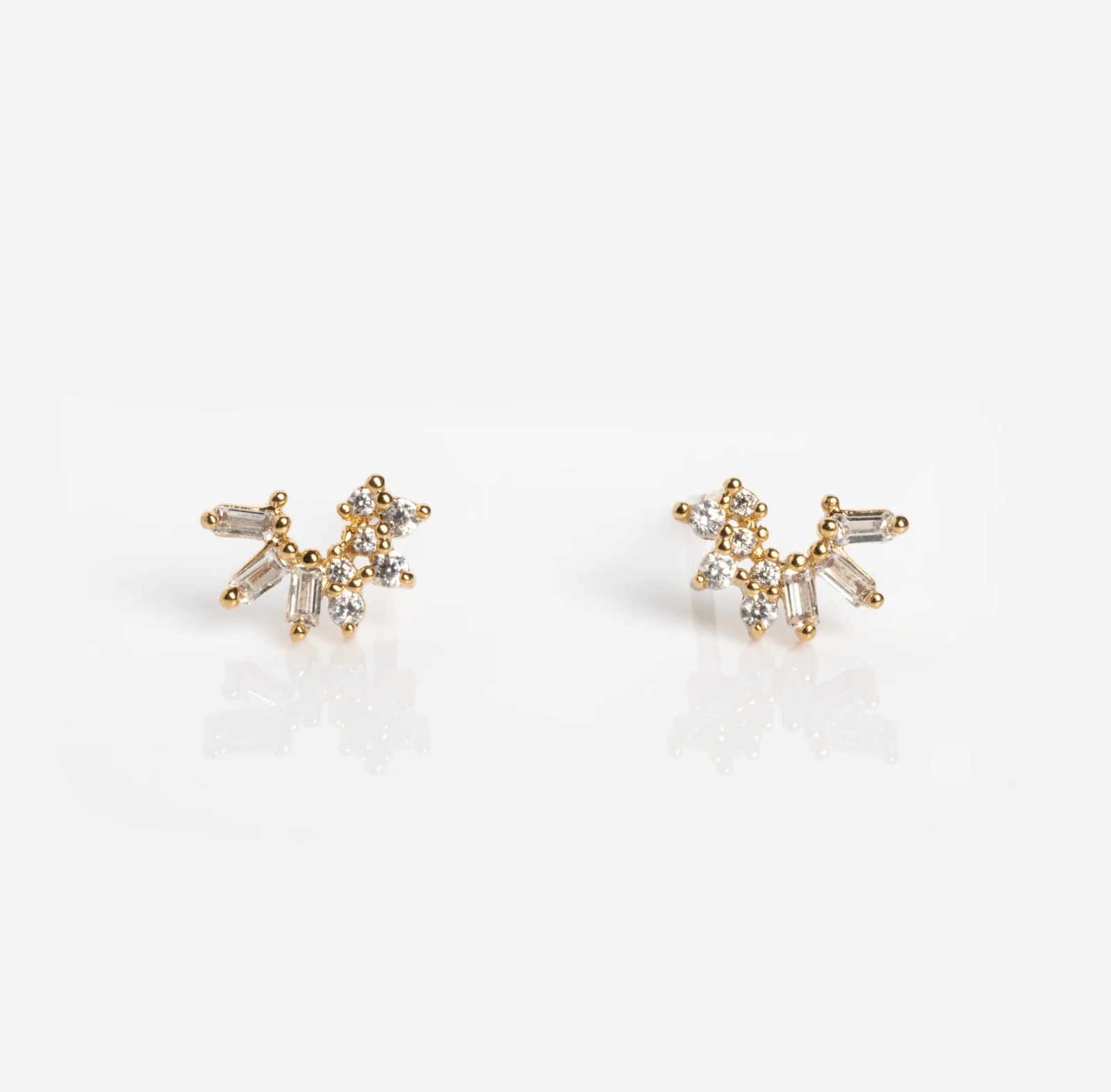 Adorn512 CZ Crescent Stud Earrings