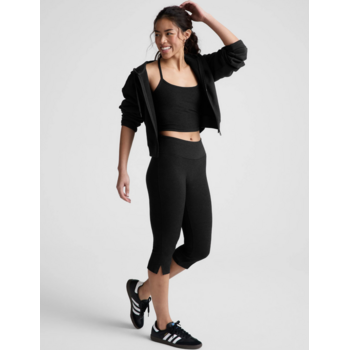 Beyond Yoga Spacedye Mid Rise Slit Pedal Pusher Dark
