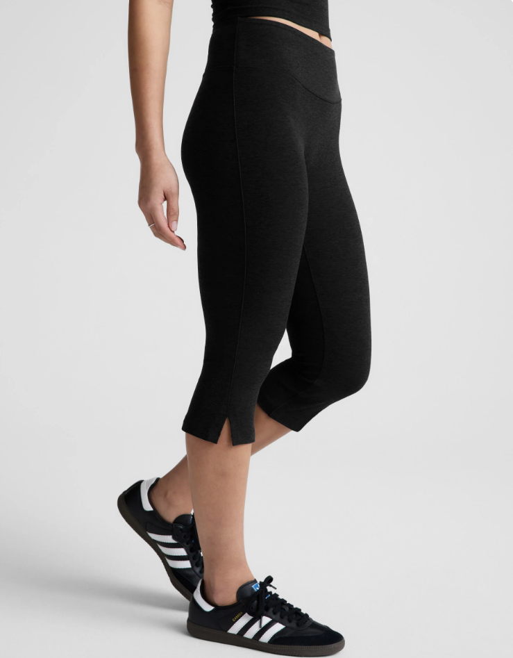 Beyond Yoga Spacedye Mid Rise Slit Pedal Pusher Dark