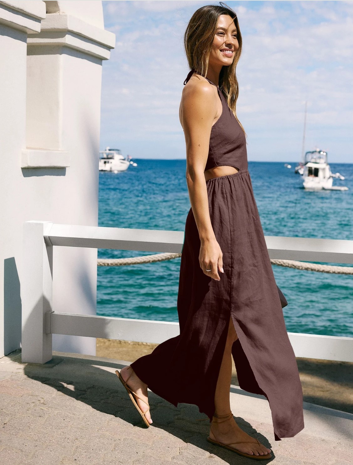 Beyond Yoga Softwash Linen Halter Dress