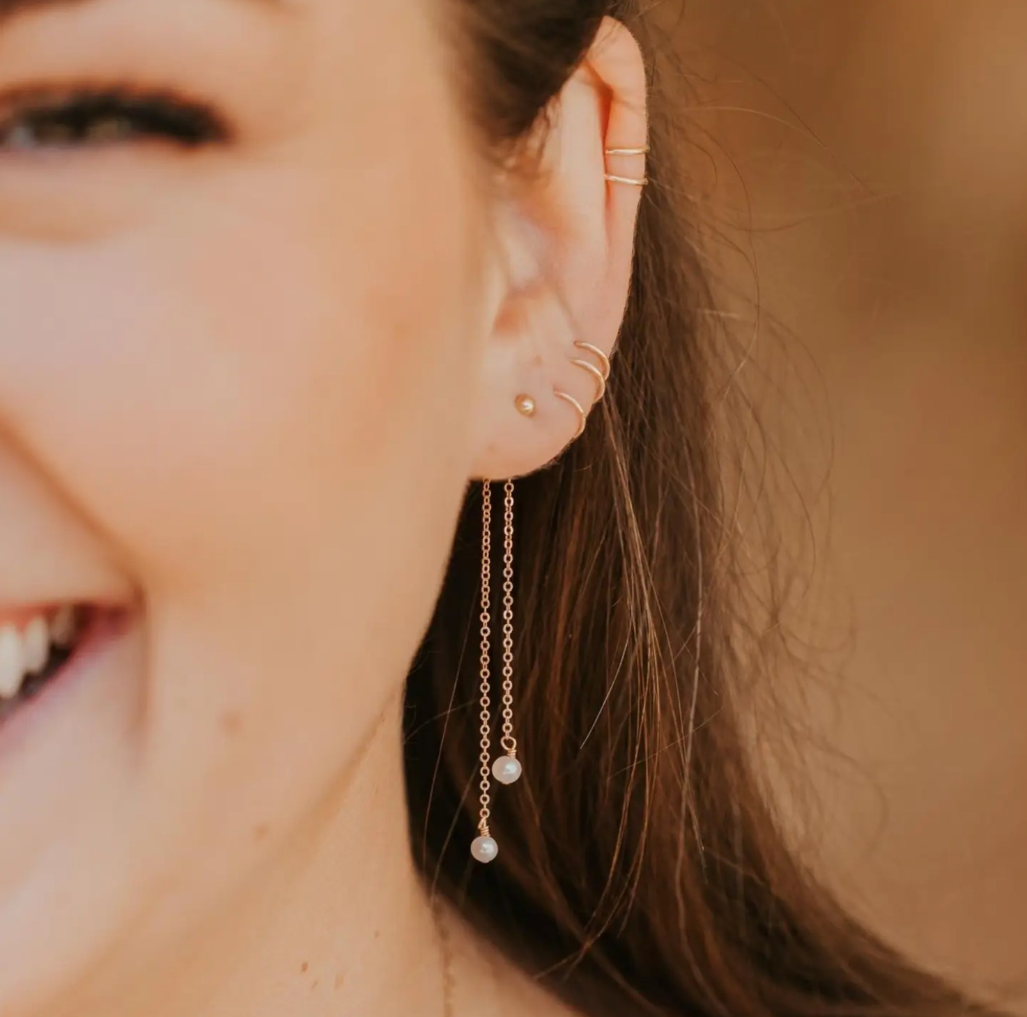 Hello Adorn Pearl Fringe Backdrop Earring