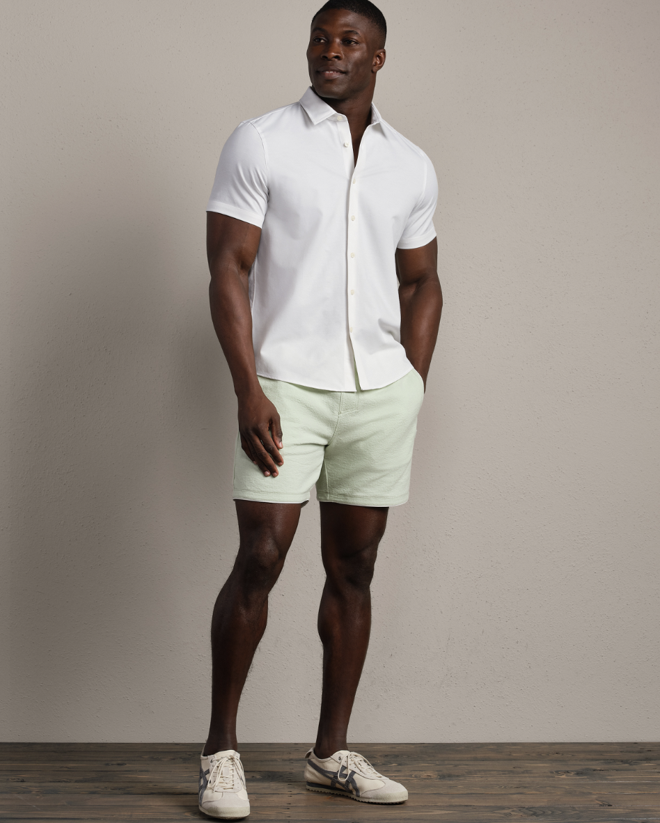 Rhone Brezza Linen-Blend Short Sleeve Shirt