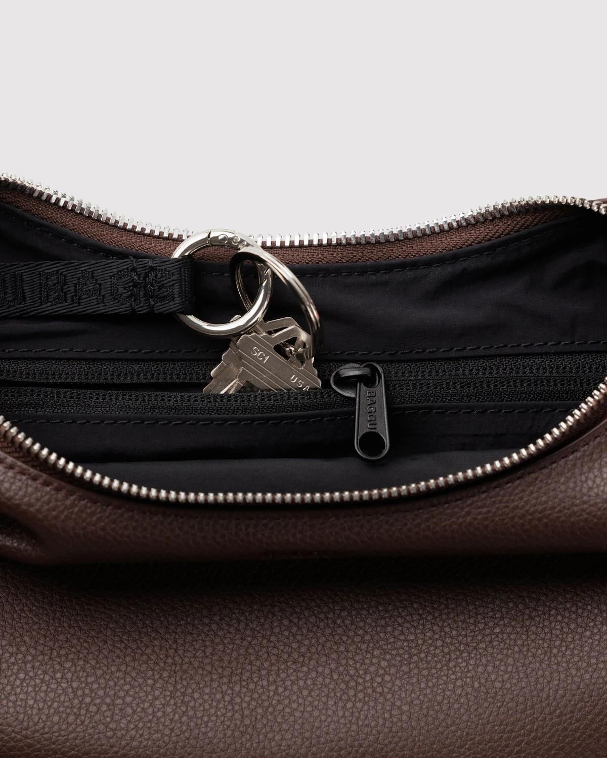 Baggu Small Recycled Leather Flat Crescent