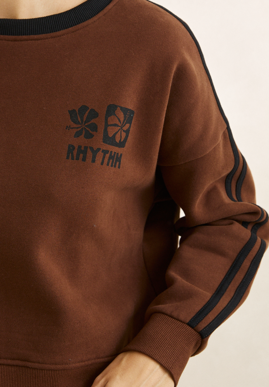 Rhythm Contrast Slouchy Crew Neck Fleece