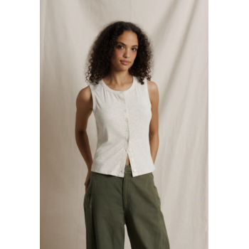 Perfectwhitetee Andrea Luxe Rib Button Front Tank