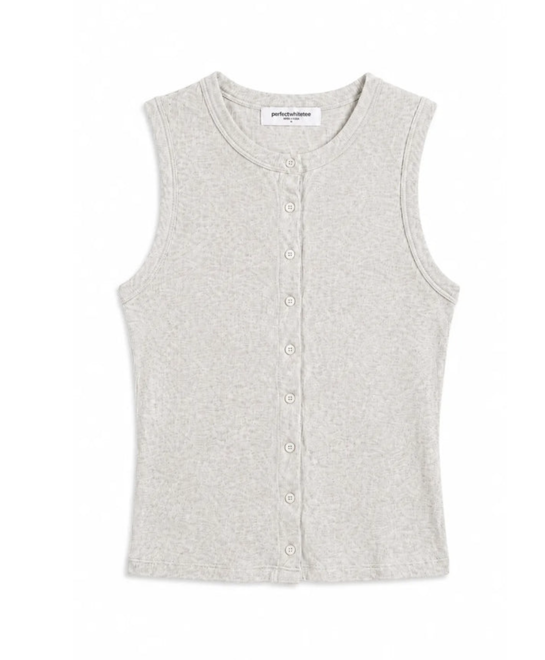 Perfectwhitetee Andrea Luxe Rib Button Front Tank