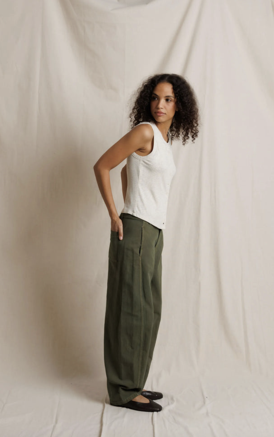 Perfectwhitetee Andrea Luxe Rib Button Front Tank
