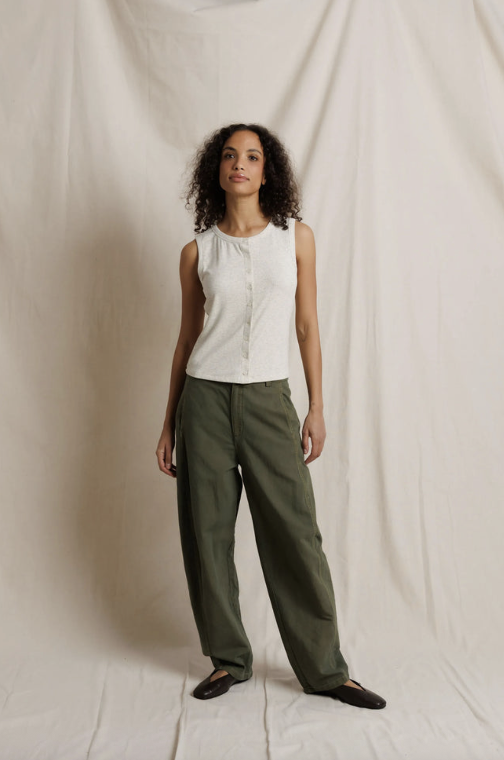 Perfectwhitetee Andrea Luxe Rib Button Front Tank