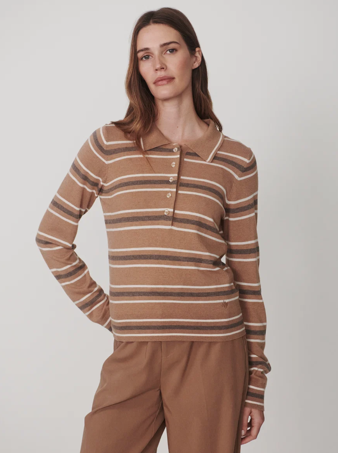Varley Mayra Stripe Knit Polo