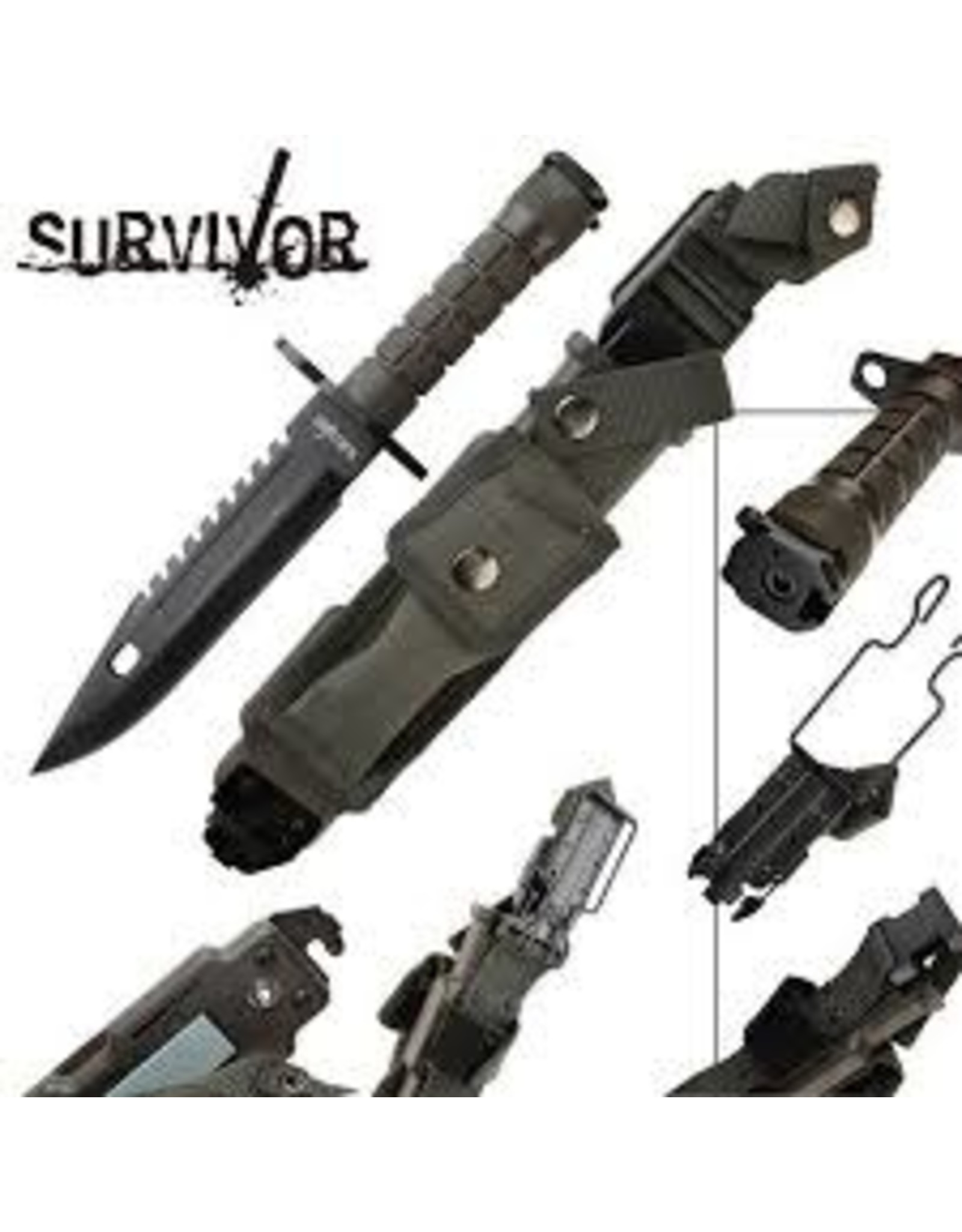 Red Deer Outdoors 14 Inch Jungle Survival Knife Black Survival Kit Free Case