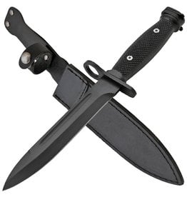 Red Deer Outdoors 12 Inch Bayonet With Leather Sheath - Black