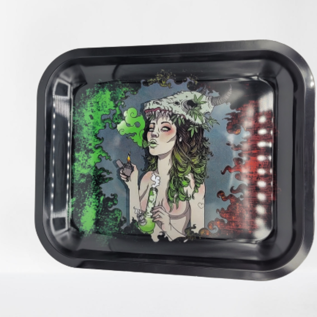 WEED GIRL STEEL LARGE ROLLING TRAY WEED GIRL STEEL LARGE ROLLING TRAY